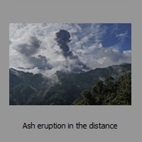 Ash eruption in the distance